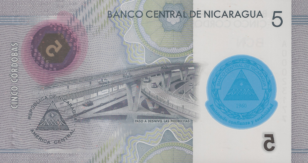 PN219 Nicaragua 5 Cordobas Year 2020 (Comm.)